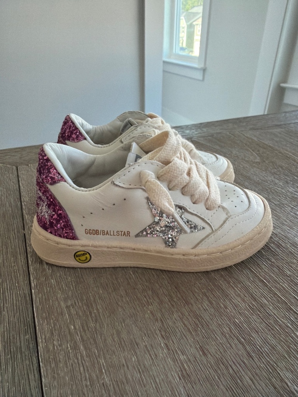 Golden Goose Kids Ball Star Sneakers Pink Glitter Size 22 NEW